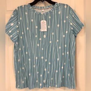 NWT dot - drip design seafoam green in color short sleeve shirt.
